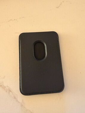 Apple Black Leather Phone Card Holder with Center Slot